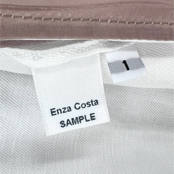 ENZA COSTA Twill Belted Jacket Womens Small Off White Linen Blazer Wrap NEW - Picture 14 of 16